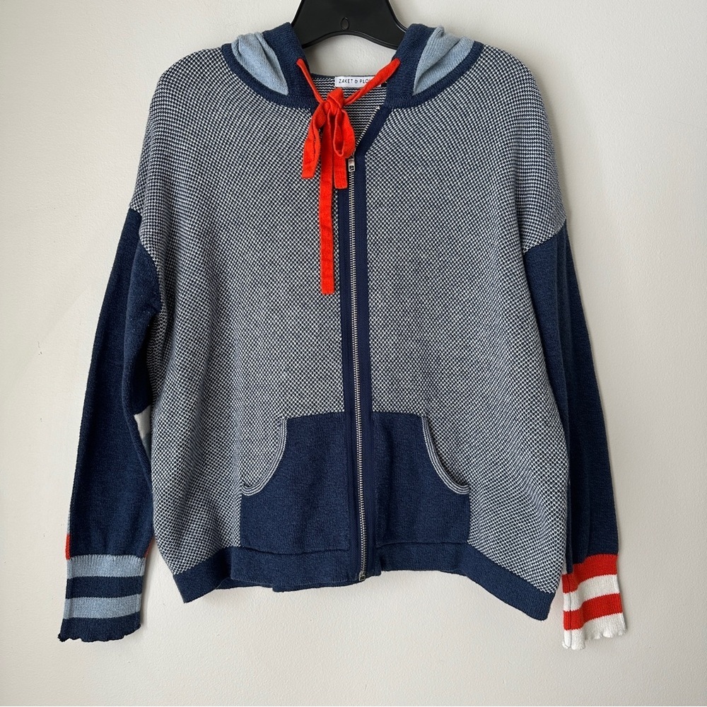 Zaket & Plover Birdseye Hooded
Sweater Zip Up Cashmere Cotton Size XL